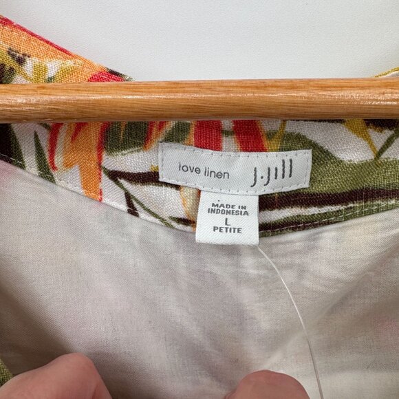 J. Jill Love Linen Tropical Shift Dress Womens LP White Linen Lined Pockets NEW - Picture 4 of 11
